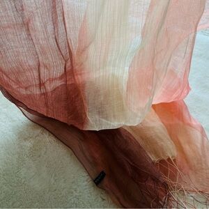Gradient Ombre Scarf 26”x70” – Silk & Cotton Blend – Fringed – Made in Italy.